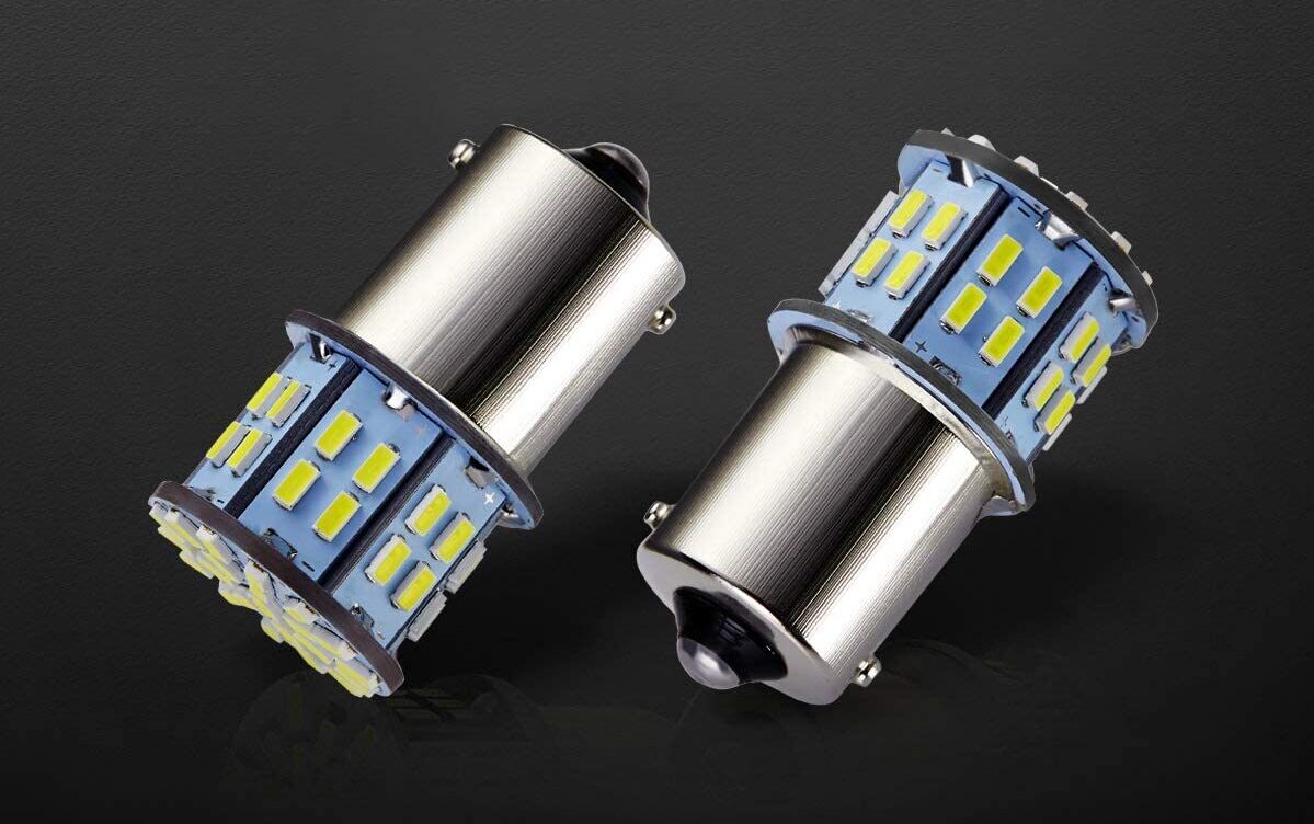 2x 1156 LED Bulb, BA15S COB 48 SMD, White 6500-8000K, 12V 24V Turn Signal/Parking Light