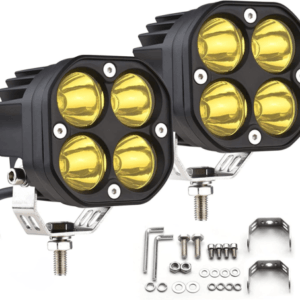 2 Pack Led Pods Light Bar, Yellow 3" 40w Spot Off Road Lights, Driving Fog Lamp, IP68 Waterproof LED Work Light, Amber Cube Lights for Pickup Truck SUV ATV UTV Boat Forklift 4x4 Motorcycle (ORL013)