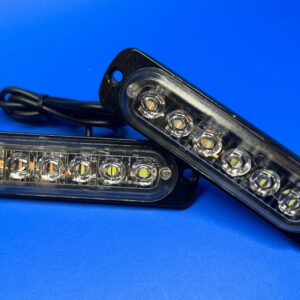 2 Pack LED Emergency Strobe Lights, Amber White 6 LED Strobe Warning Emergency Flashing Light Caution Construction (ORL010)