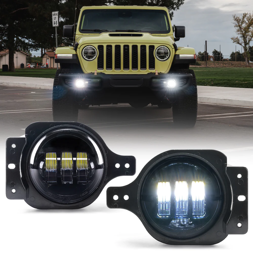 4" Jeep Halo Fog Lights 2018+ Jeep Wrangler JL/JLU. 2020+ Jeep Gladiator JT. (HL002)