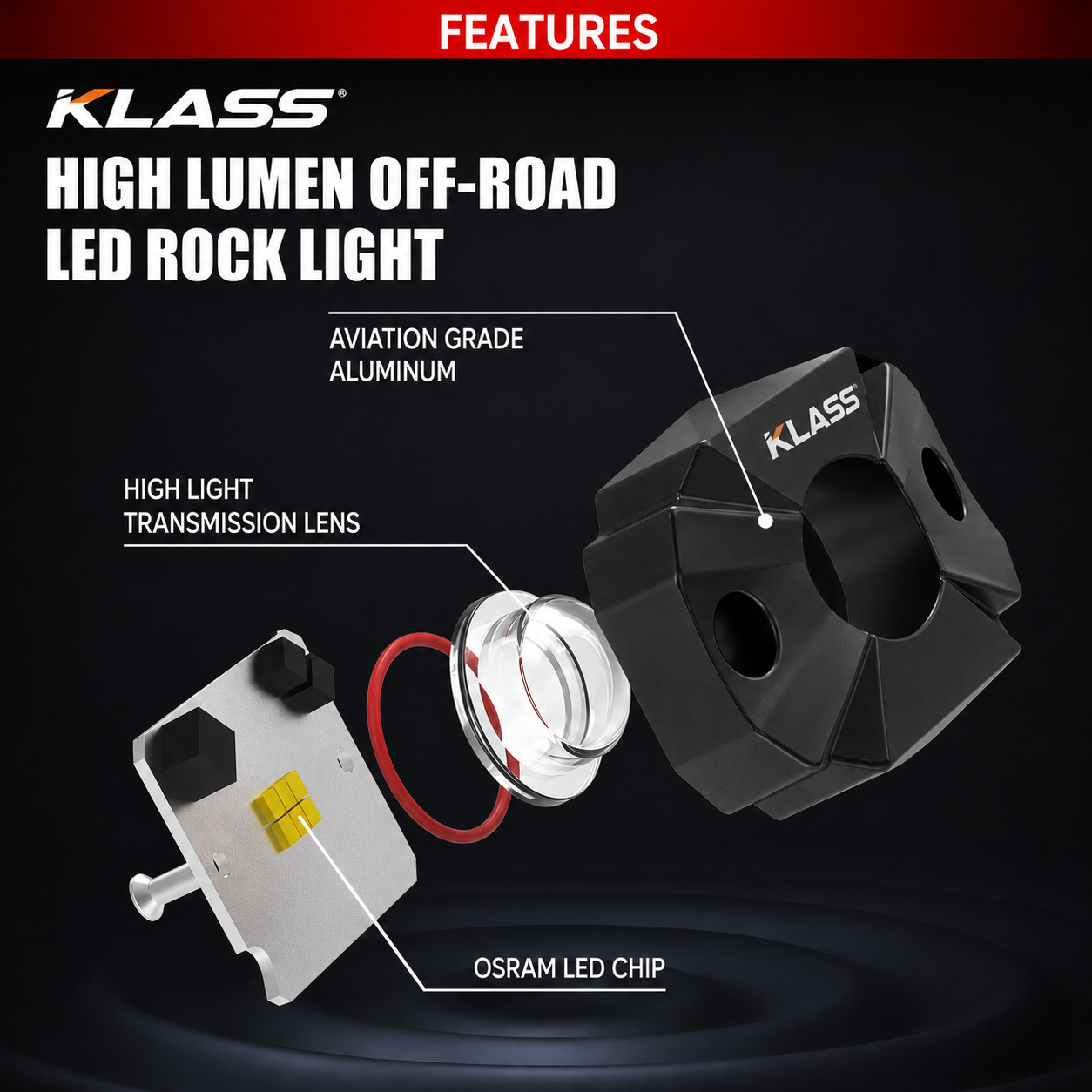 (KLASS) 4 RGB Rock Light Kit — (Model: ORL020) - Image 2