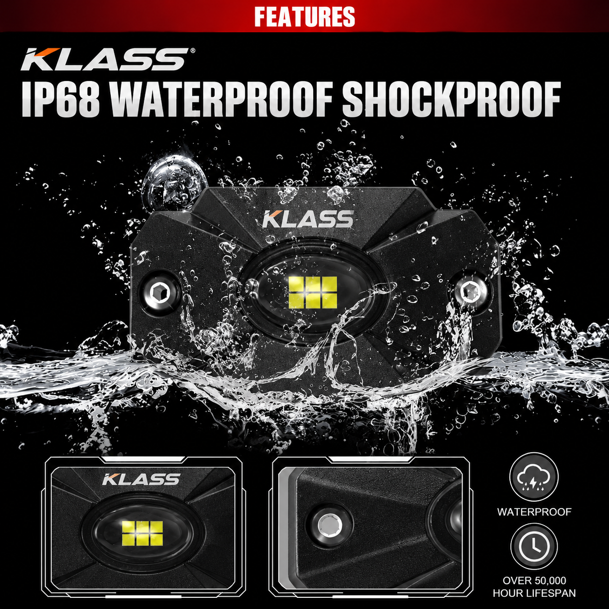 (KLASS) 4 RGB Rock Light Kit — (Model: ORL020) - Image 3